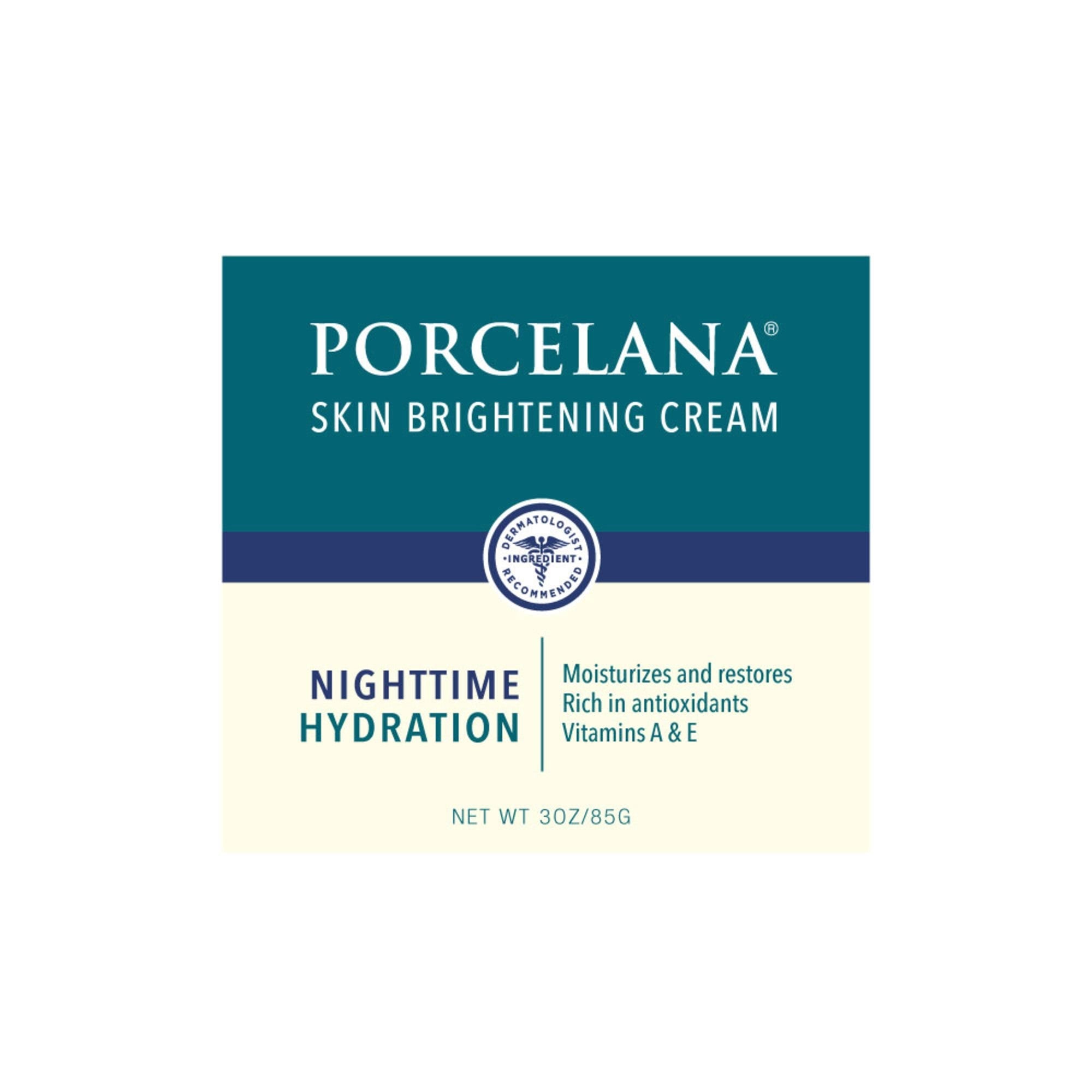 Porcelana Skin Brightening Cream Nighttime Hydration 3 Oz