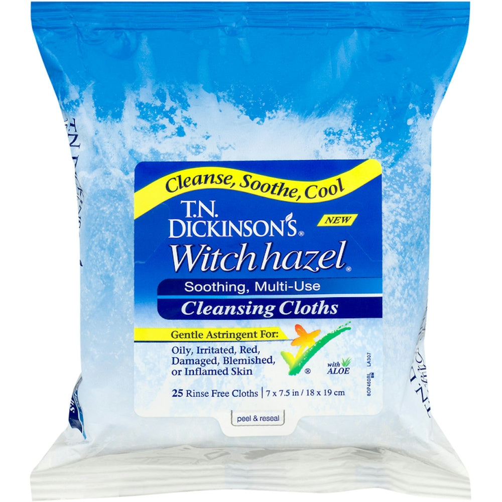 T.N. Dickinson's 100% Natural Witch Hazel Cleansing Cloths, 25 Count